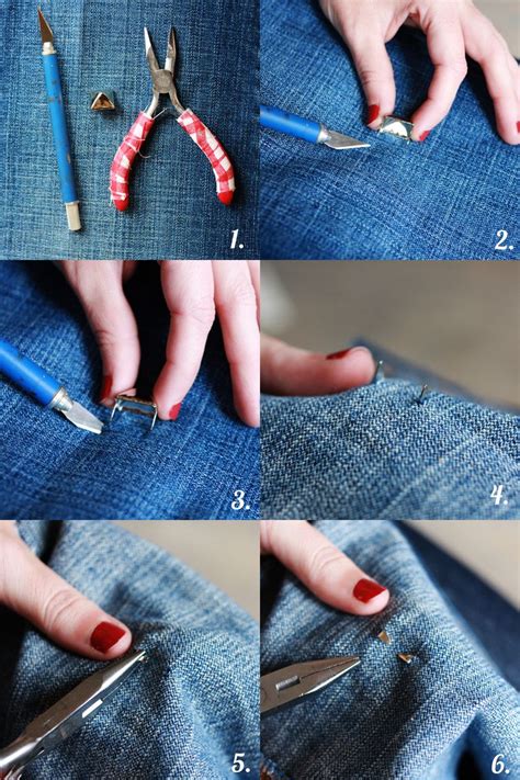 how to attach metal studs to fabric|adding studs to denim.